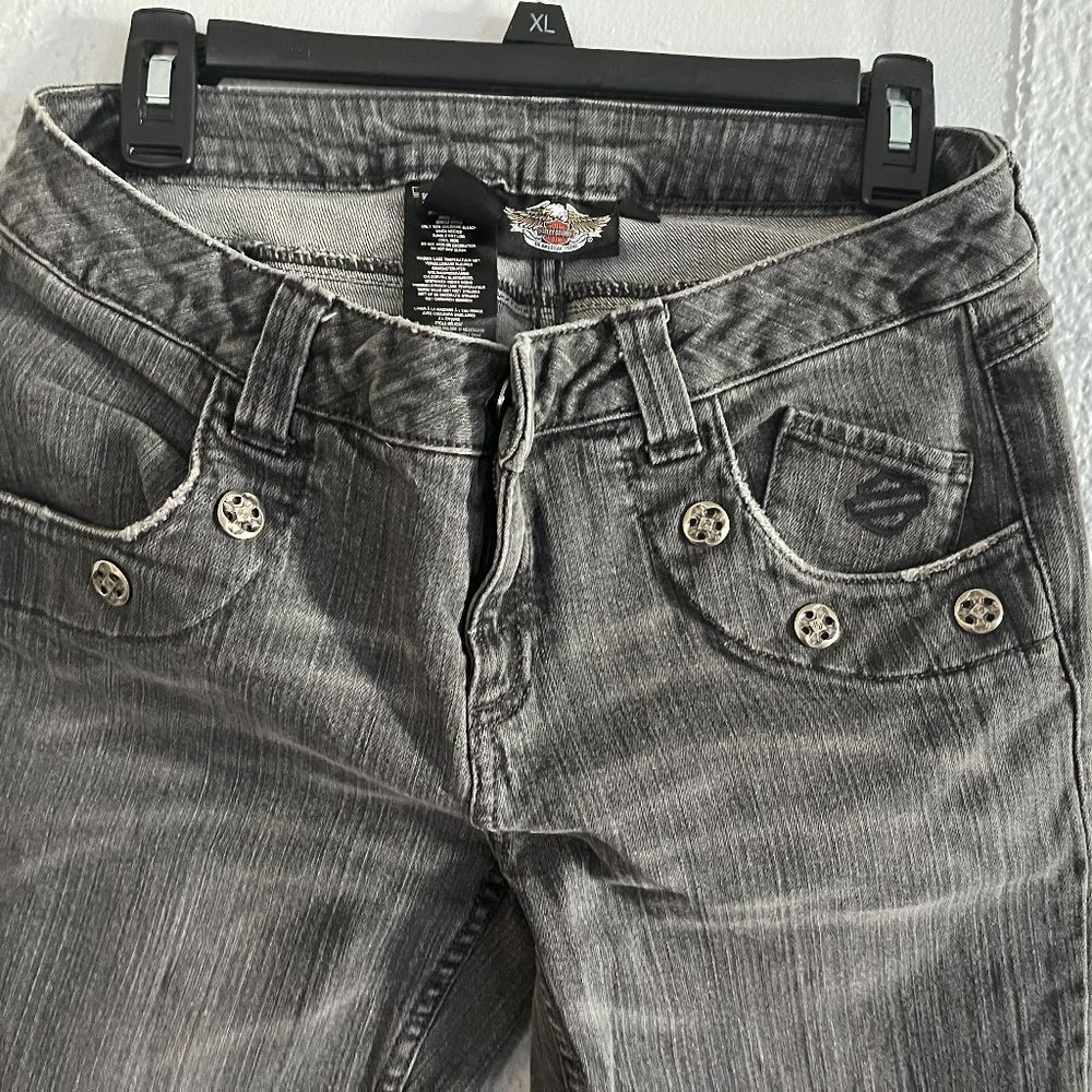 Women's Harley Davidson Studded Blue Jeans Size 10 Long